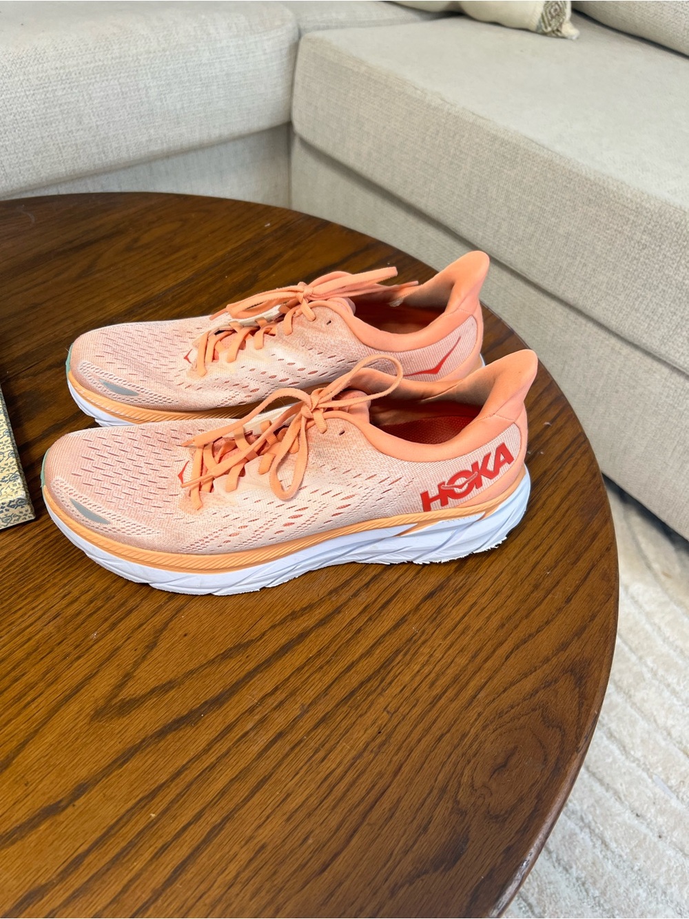 Hoka Womens Coral/Peach Lightweight Running Shoes